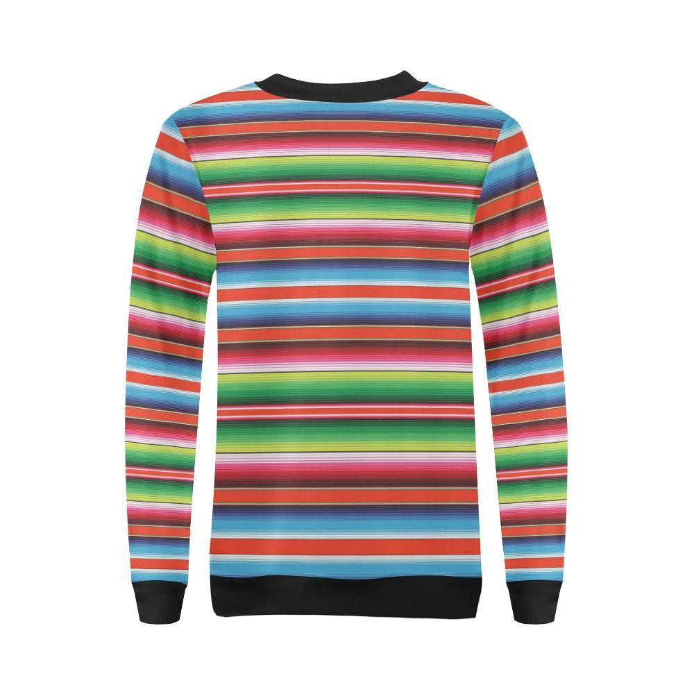 Pattern Print Baja Serape Mexican Blanket Women Crewneck Sweatshirt-grizzshop