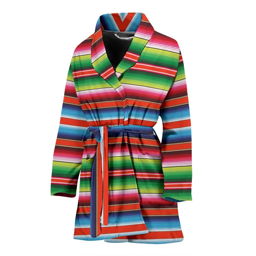 Pattern Print Baja Serape Mexican Blanket Women Long Robe-grizzshop
