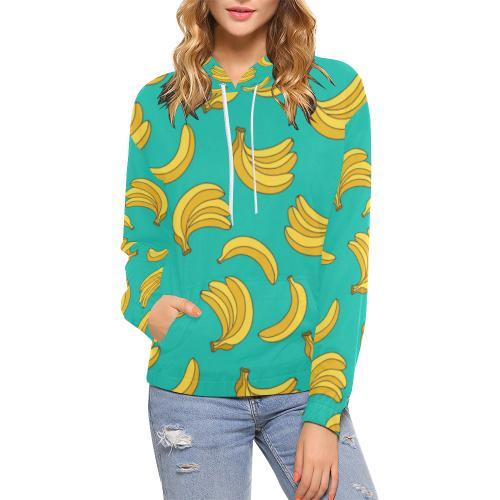 Pattern Print Banana Women Pullover Hoodie-grizzshop
