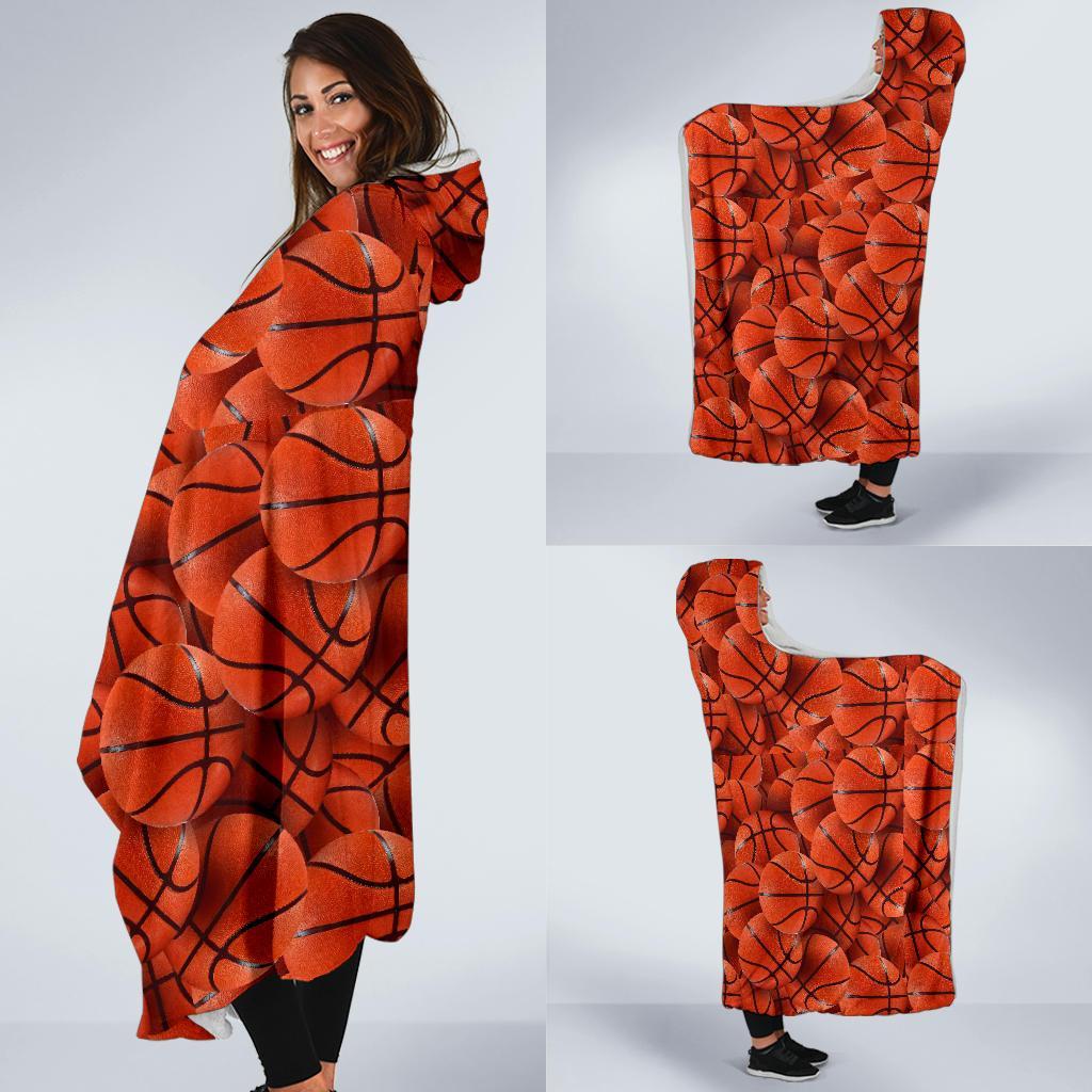 Pattern Print Basketball Hooded Blanket-grizzshop