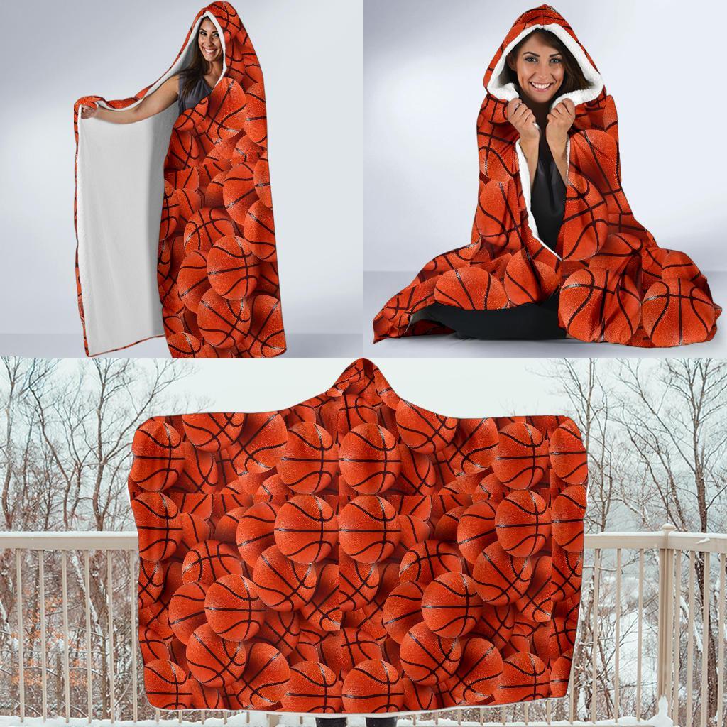 Pattern Print Basketball Hooded Blanket-grizzshop