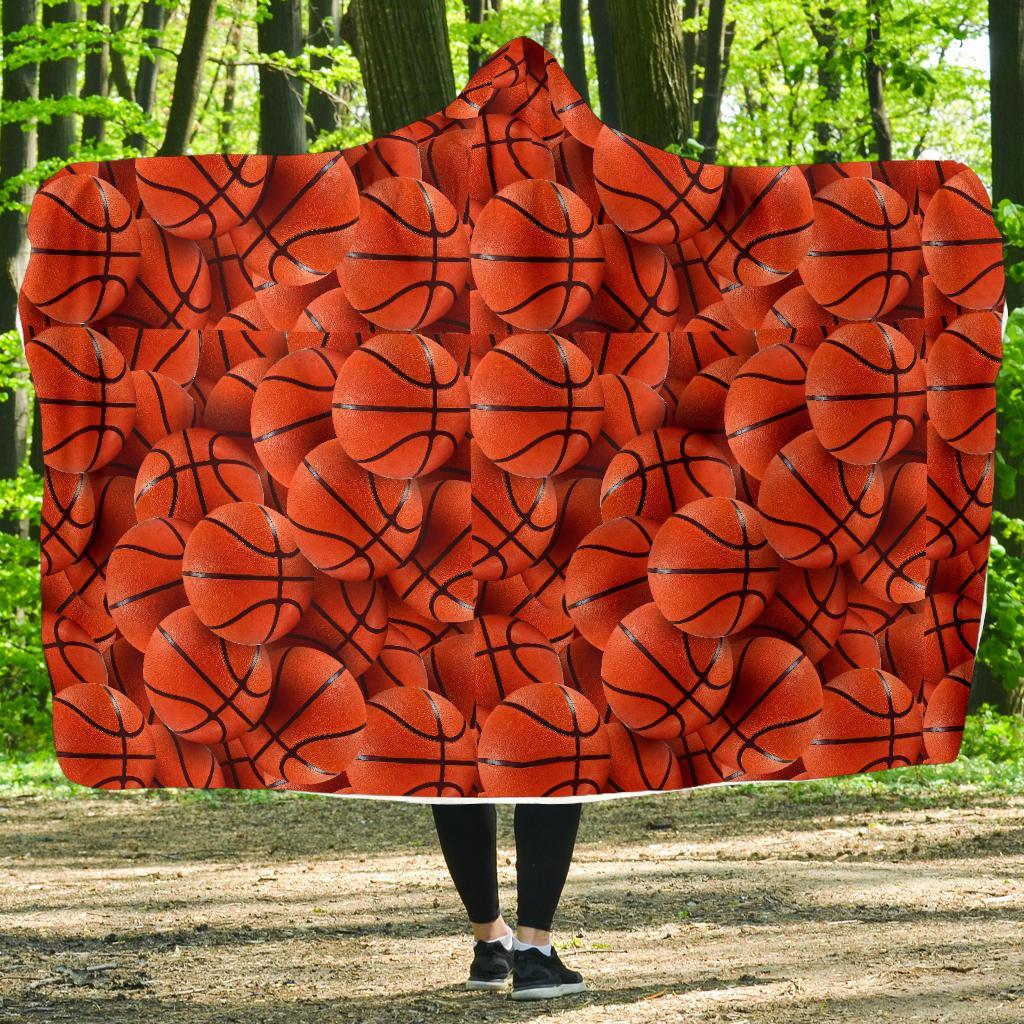 Pattern Print Basketball Hooded Blanket-grizzshop