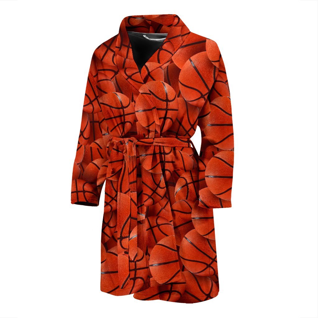 Pattern Print Basketball Men Long Robe-grizzshop