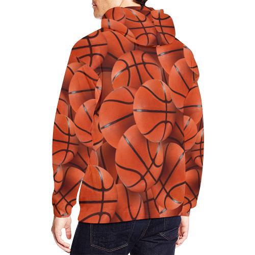 Pattern Print Basketball Men Pullover Hoodie-grizzshop