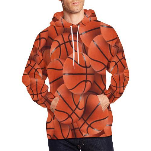 Pattern Print Basketball Men Pullover Hoodie-grizzshop