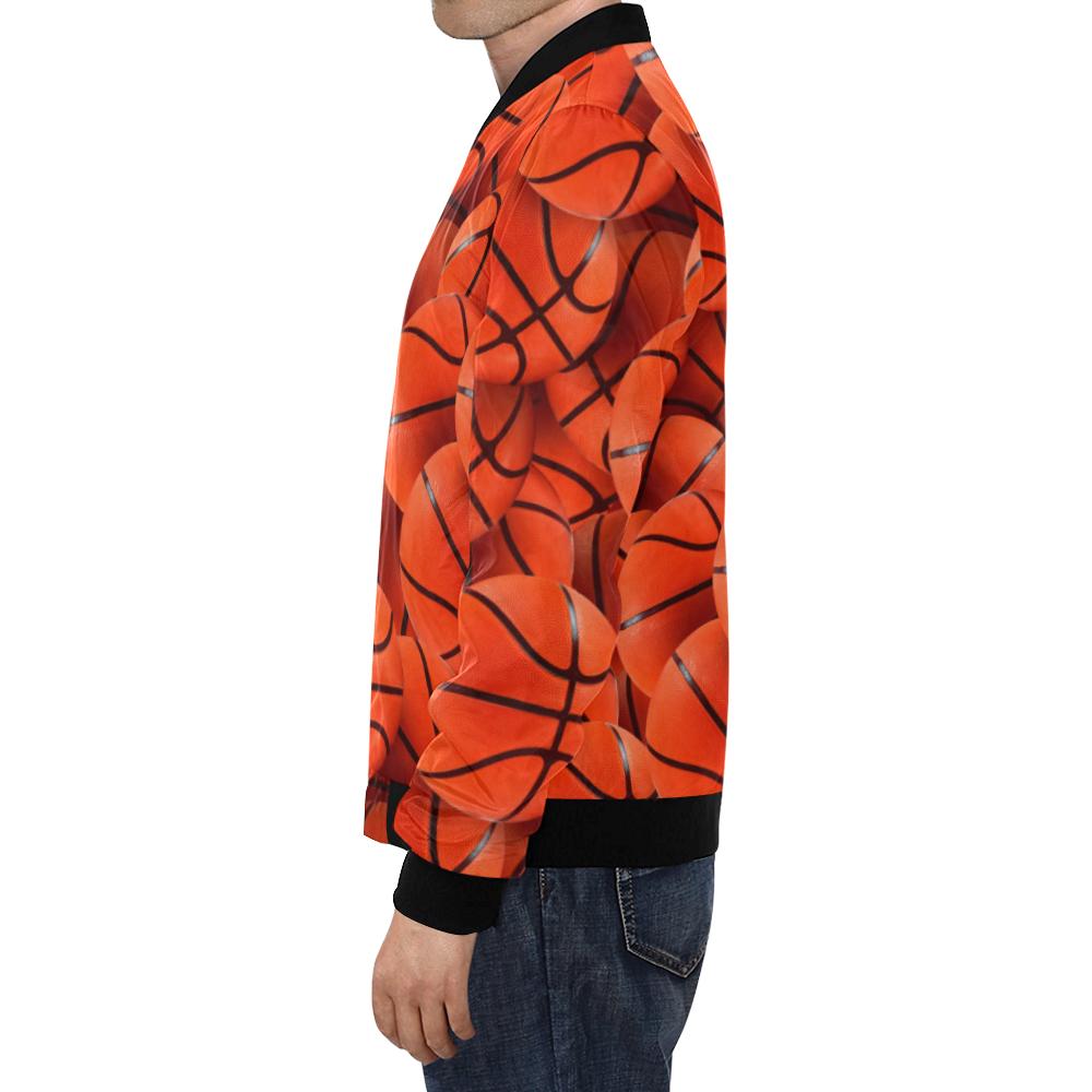 Pattern Print Basketball Men's Bomber Jacket-grizzshop