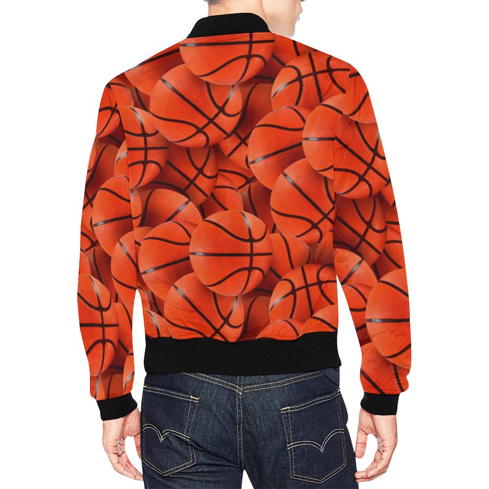 Pattern Print Basketball Men's Bomber Jacket-grizzshop