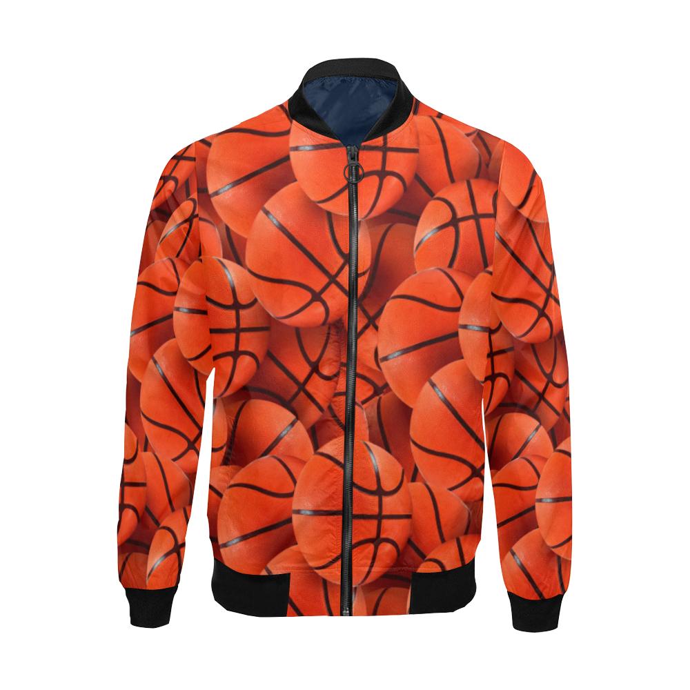 Pattern Print Basketball Men's Bomber Jacket-grizzshop