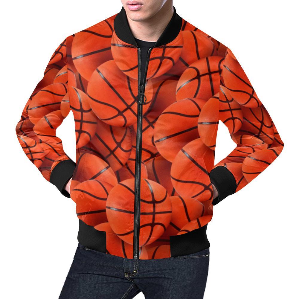 Pattern Print Basketball Men's Bomber Jacket-grizzshop