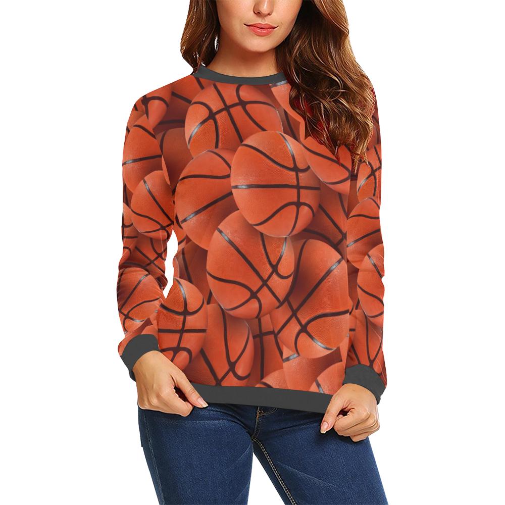 Pattern Print Basketball Women's Sweatshirt-grizzshop