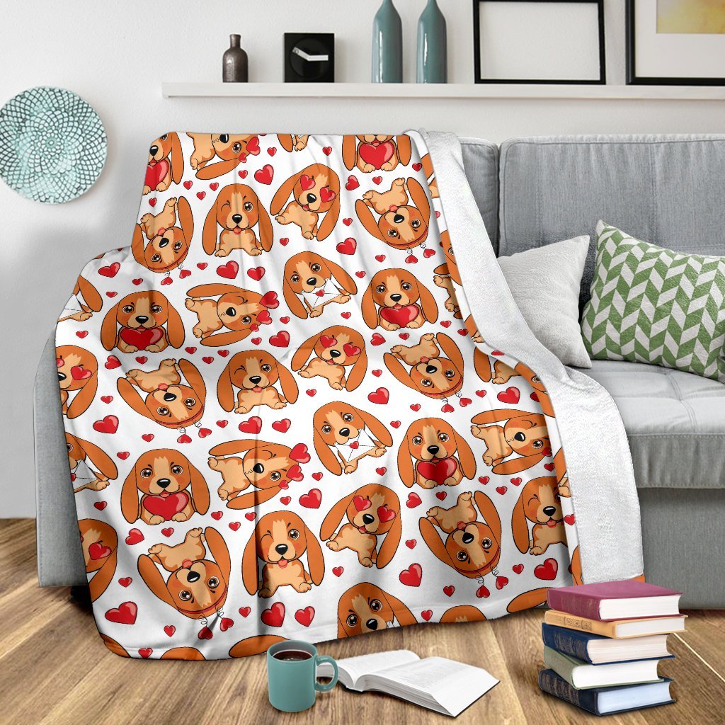 Pattern Print Basset Hound Dog Blanket-grizzshop