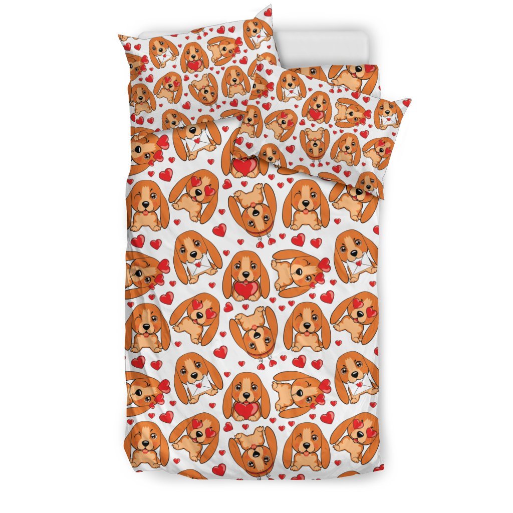 Pattern Print Basset Hound Dog Duvet Cover Bedding Set-grizzshop