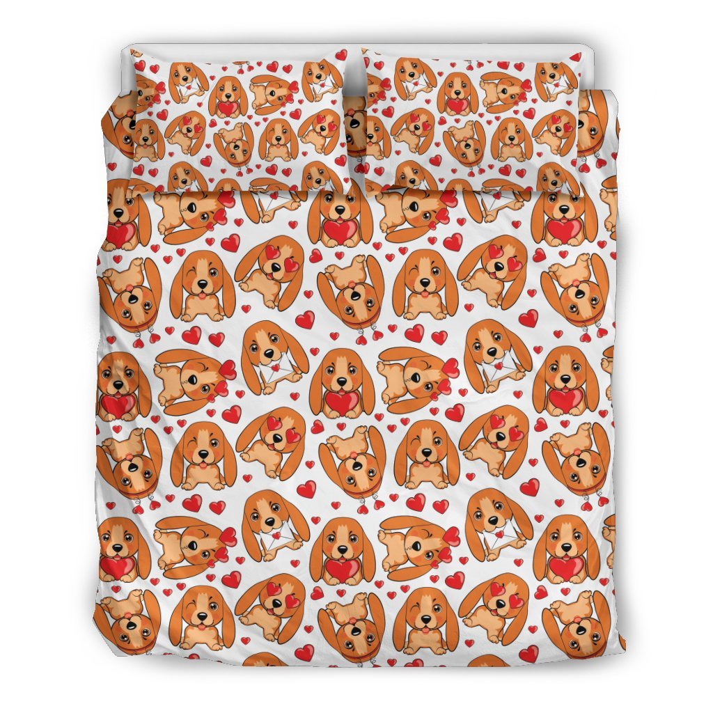 Pattern Print Basset Hound Dog Duvet Cover Bedding Set-grizzshop