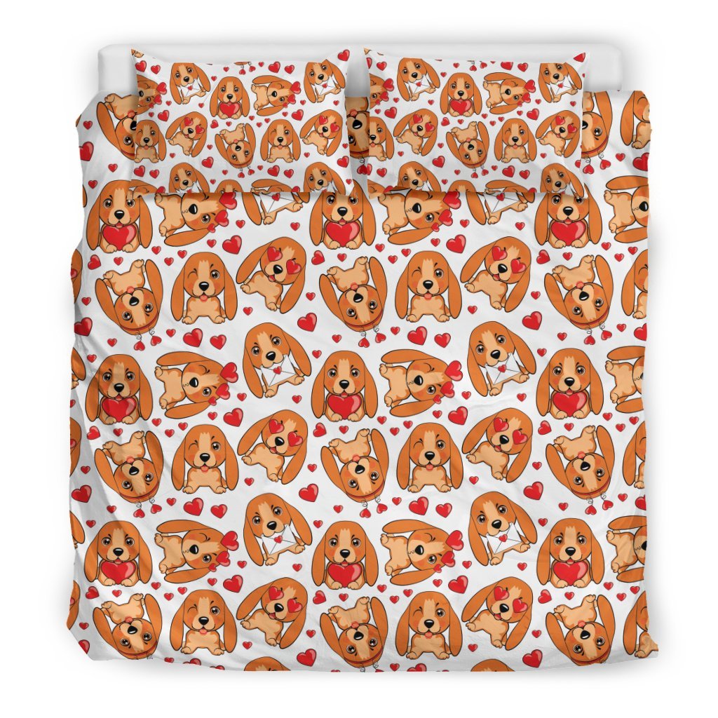 Pattern Print Basset Hound Dog Duvet Cover Bedding Set-grizzshop