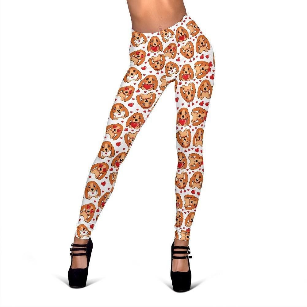 Pattern Print Basset Hound Dog Women Leggings-grizzshop