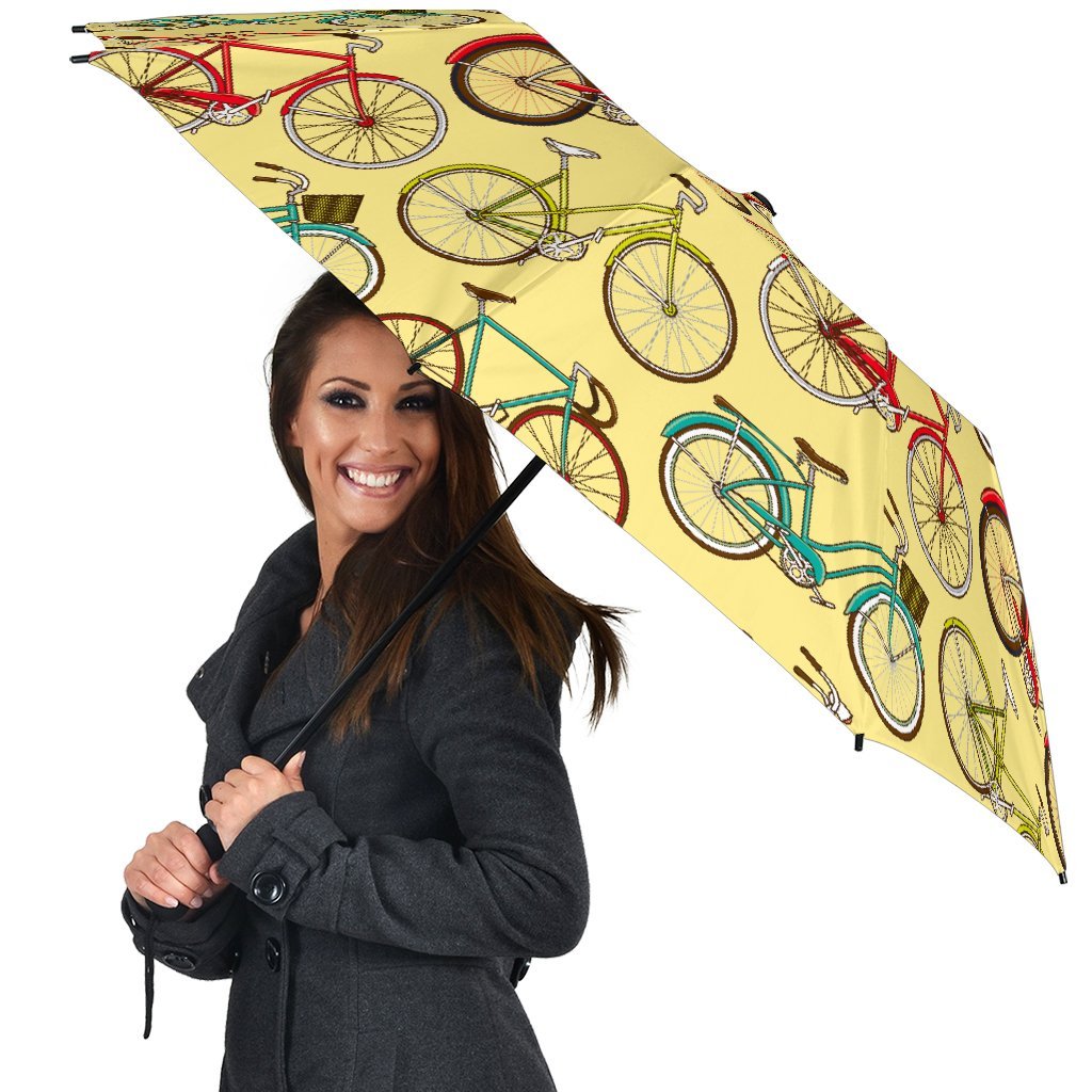 Pattern Print Bicycle Automatic Foldable Umbrella-grizzshop