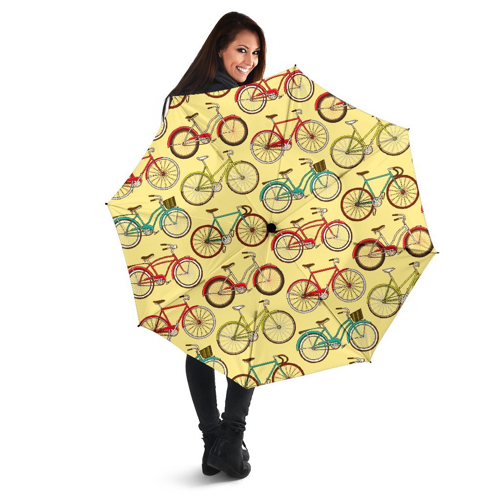 Pattern Print Bicycle Automatic Foldable Umbrella-grizzshop