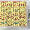 Pattern Print Bicycle Bathroom Shower Curtain-grizzshop