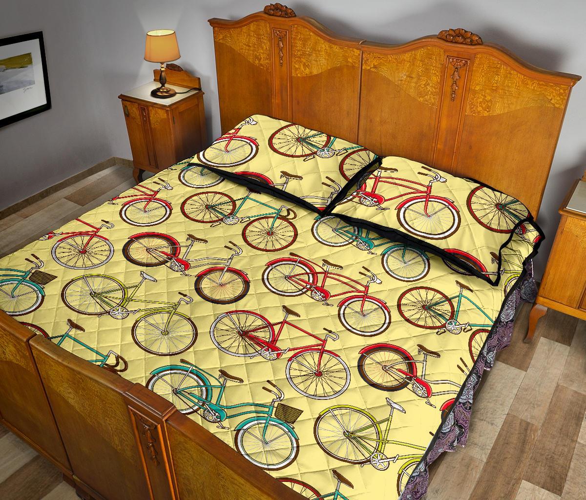 Pattern Print Bicycle Bed Set Quilt-grizzshop