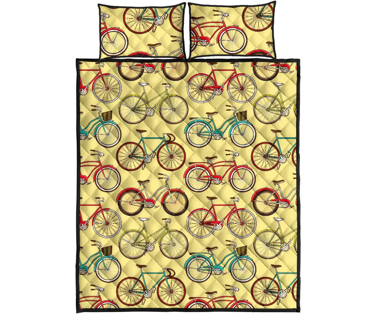 Pattern Print Bicycle Bed Set Quilt-grizzshop