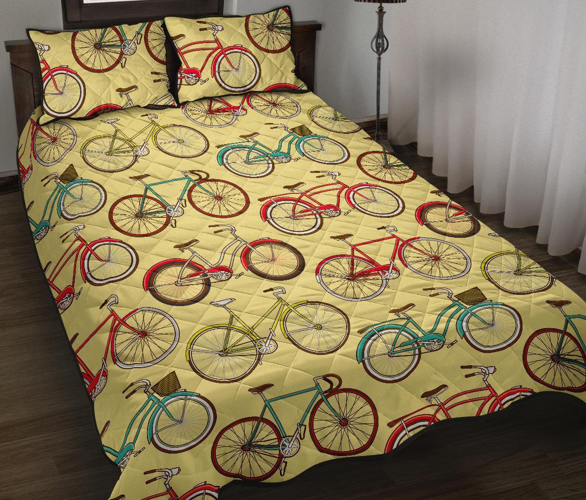 Pattern Print Bicycle Bed Set Quilt-grizzshop