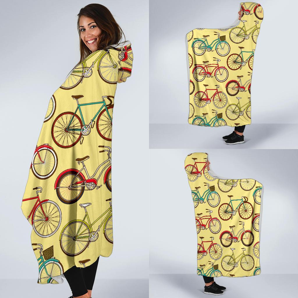 Pattern Print Bicycle Hooded Blanket-grizzshop