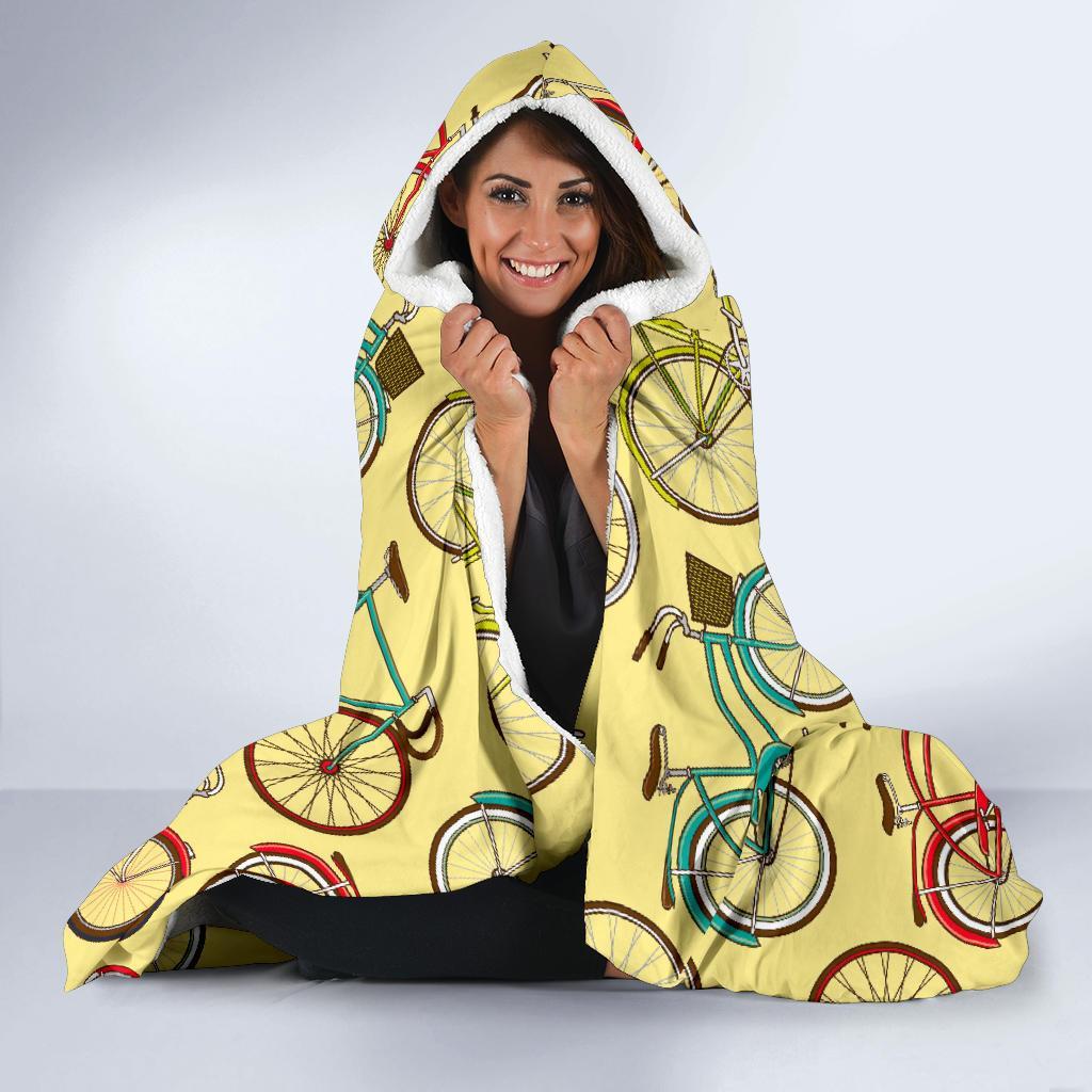 Pattern Print Bicycle Hooded Blanket-grizzshop