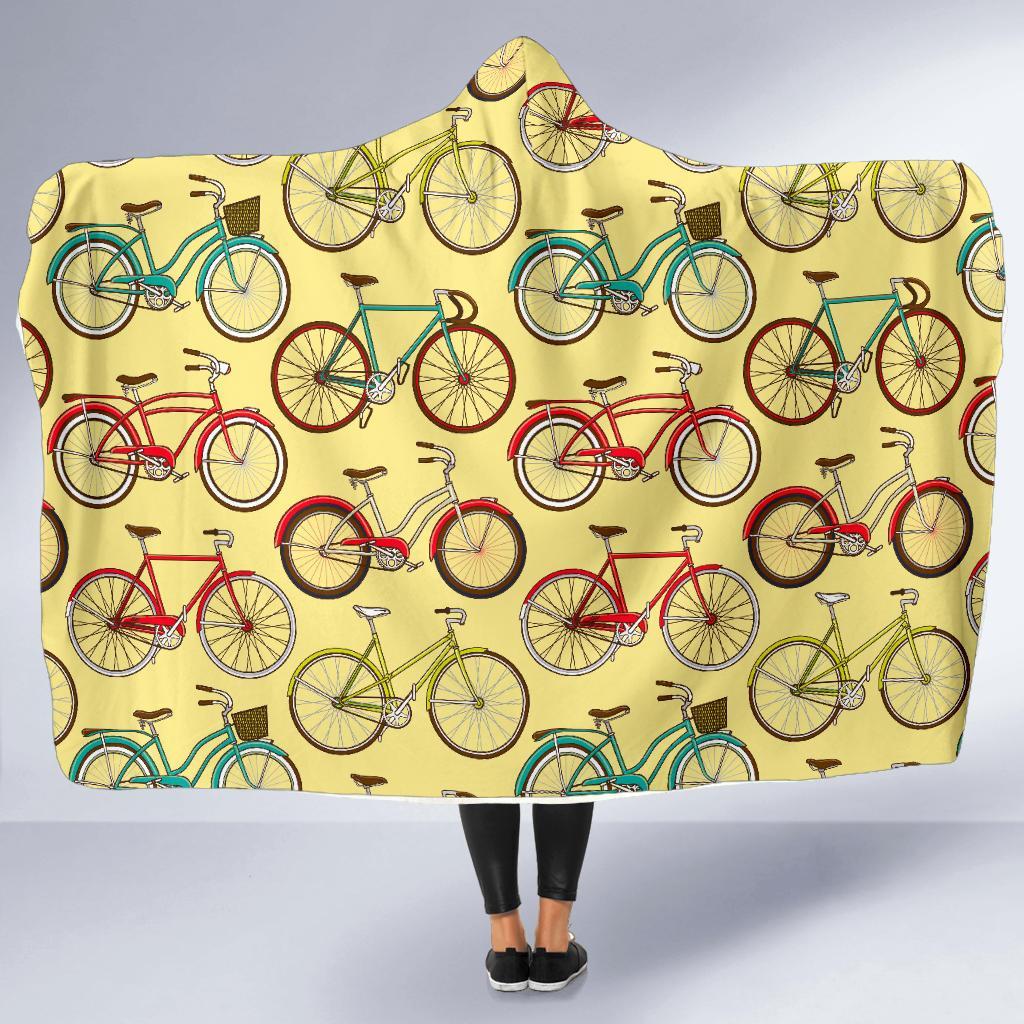 Pattern Print Bicycle Hooded Blanket-grizzshop
