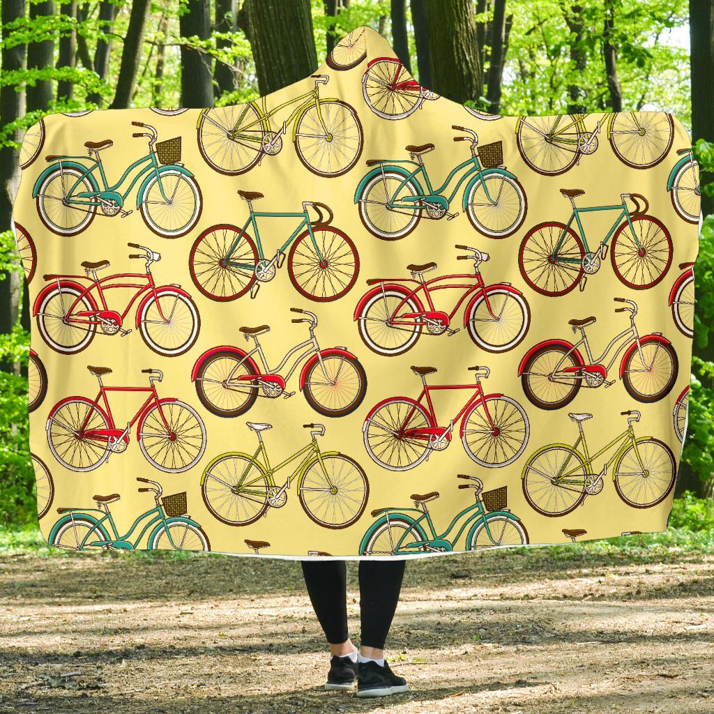 Pattern Print Bicycle Hooded Blanket-grizzshop