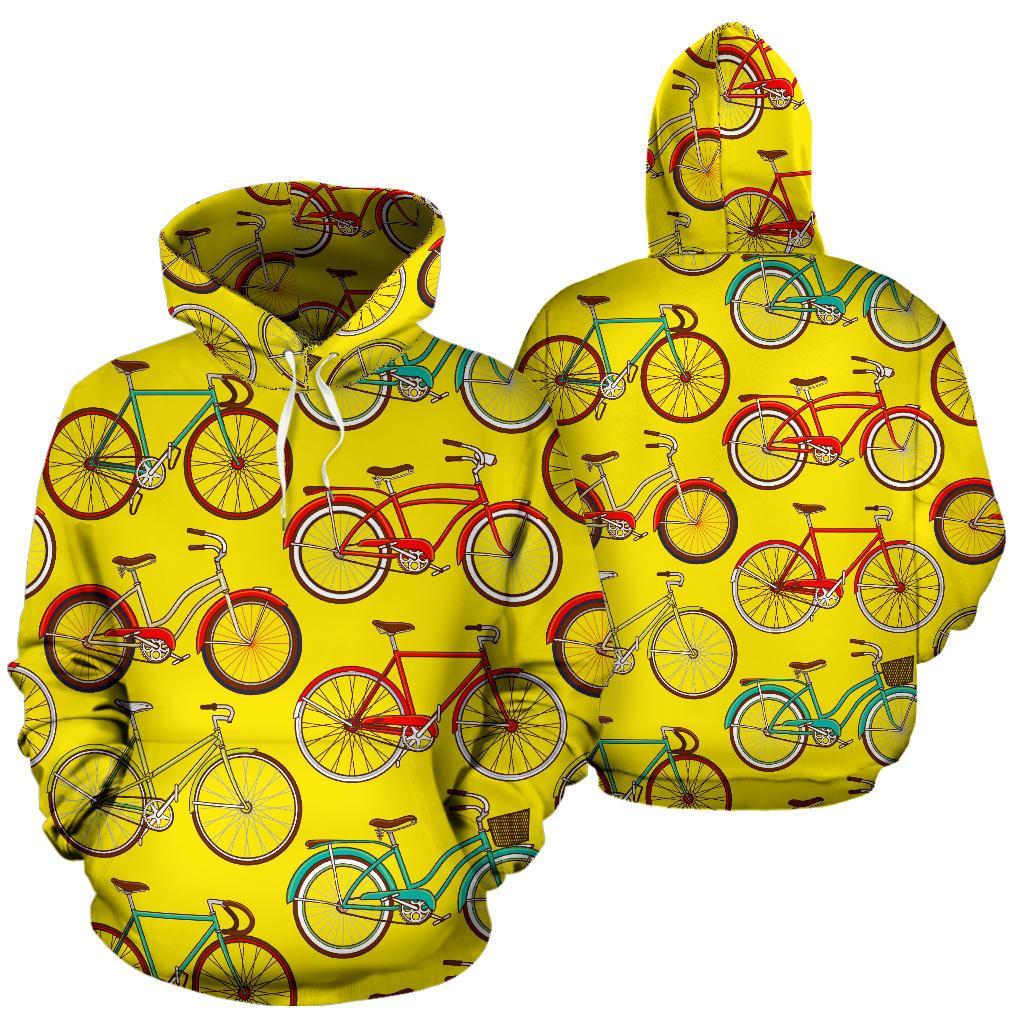 Pattern Print Bicycle Men Women Pullover Hoodie-grizzshop