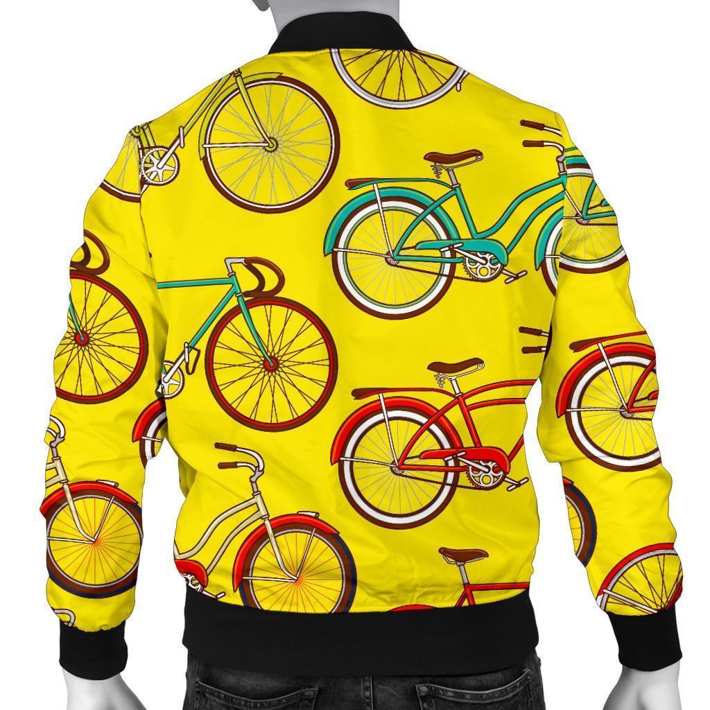 Pattern Print Bicycle Men's Bomber Jacket-grizzshop