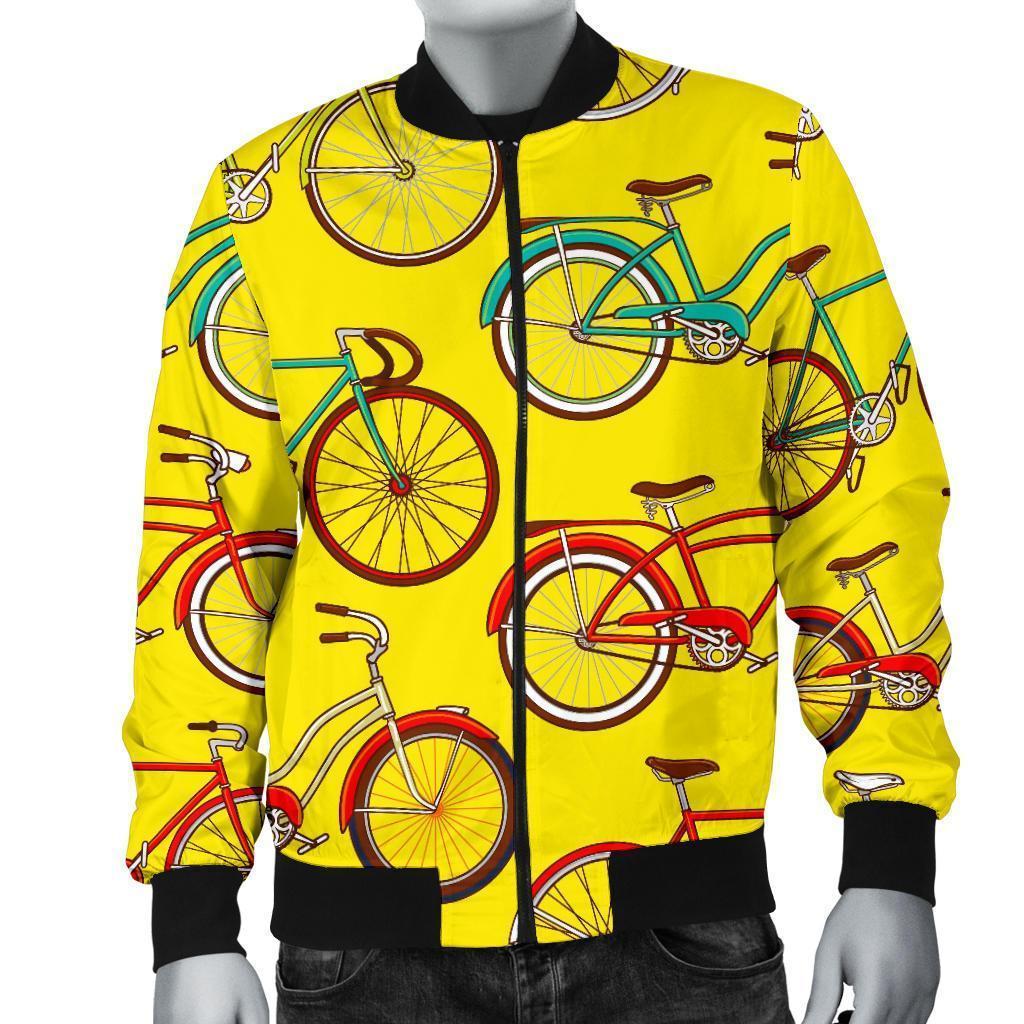 Pattern Print Bicycle Men's Bomber Jacket-grizzshop