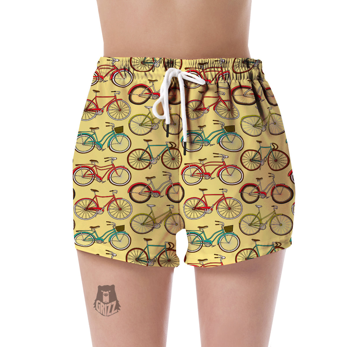 Pattern Print Bicycle Women's Shorts-grizzshop