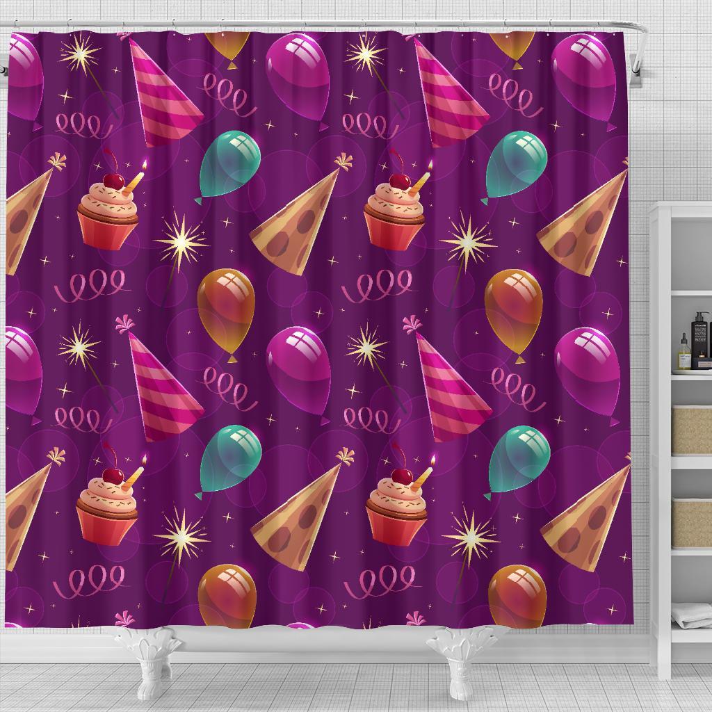 Pattern Print Birthday Bathroom Shower Curtain-grizzshop