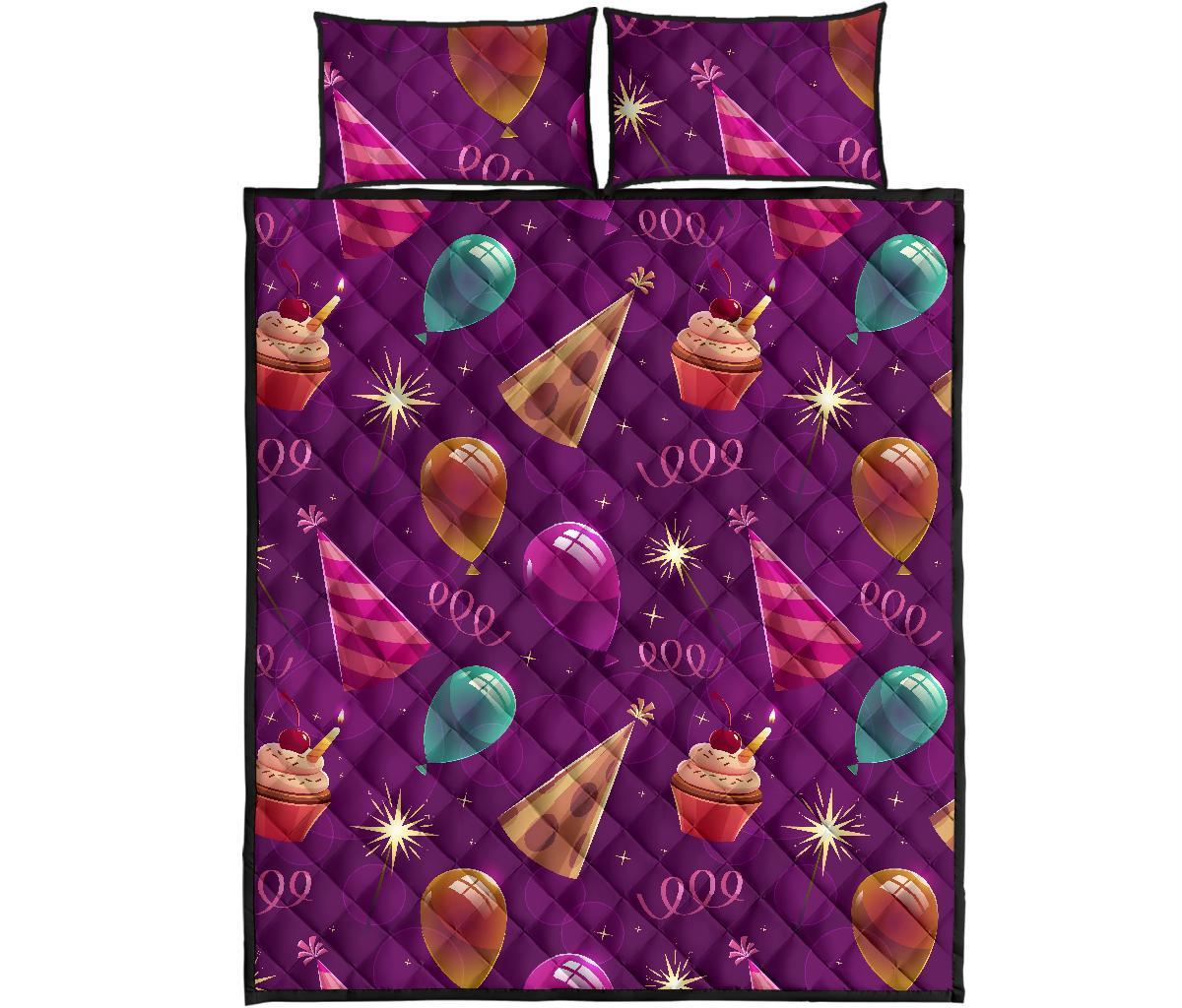 Pattern Print Birthday Bed Set Quilt-grizzshop