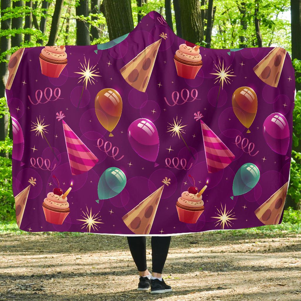 Pattern Print Birthday Hooded Blanket-grizzshop