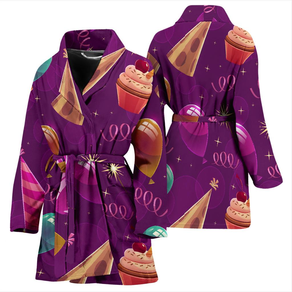 Pattern Print Birthday Women Long Robe-grizzshop