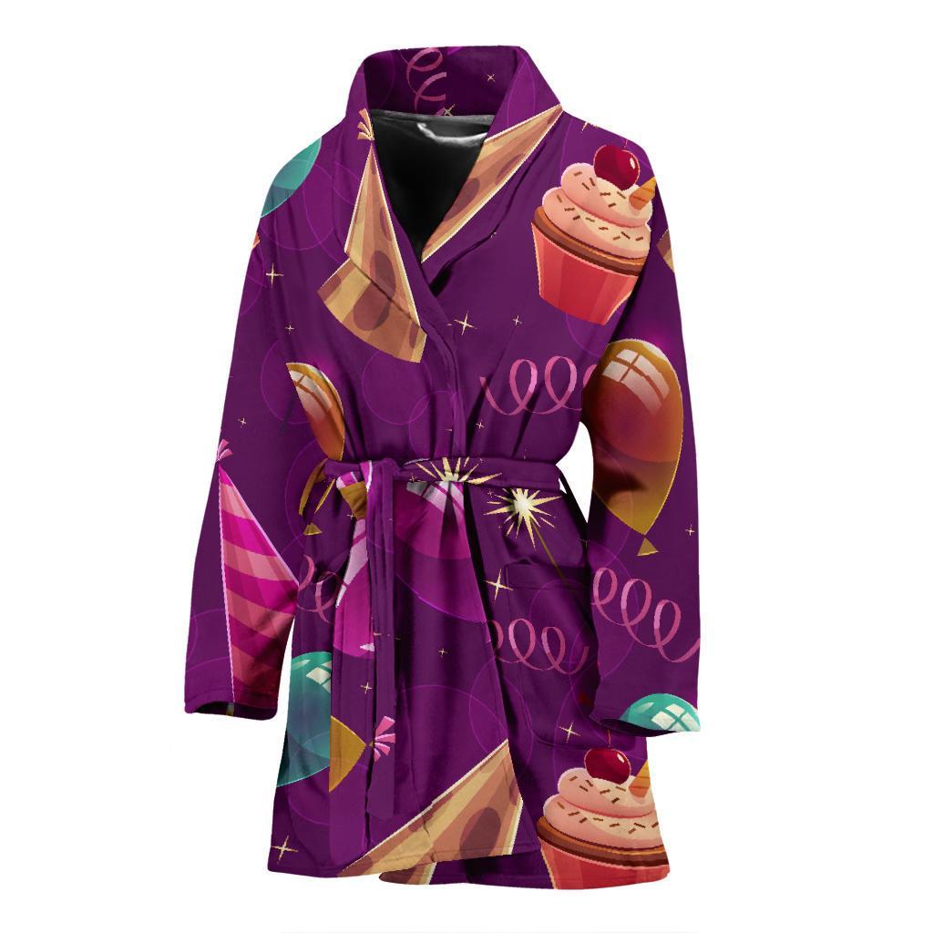 Pattern Print Birthday Women Long Robe-grizzshop