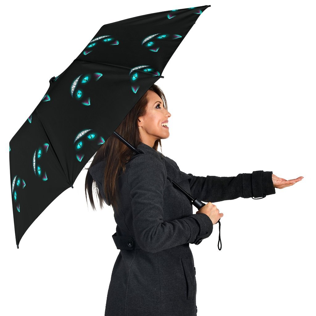 Pattern Print Black Cat Automatic Foldable Umbrella-grizzshop