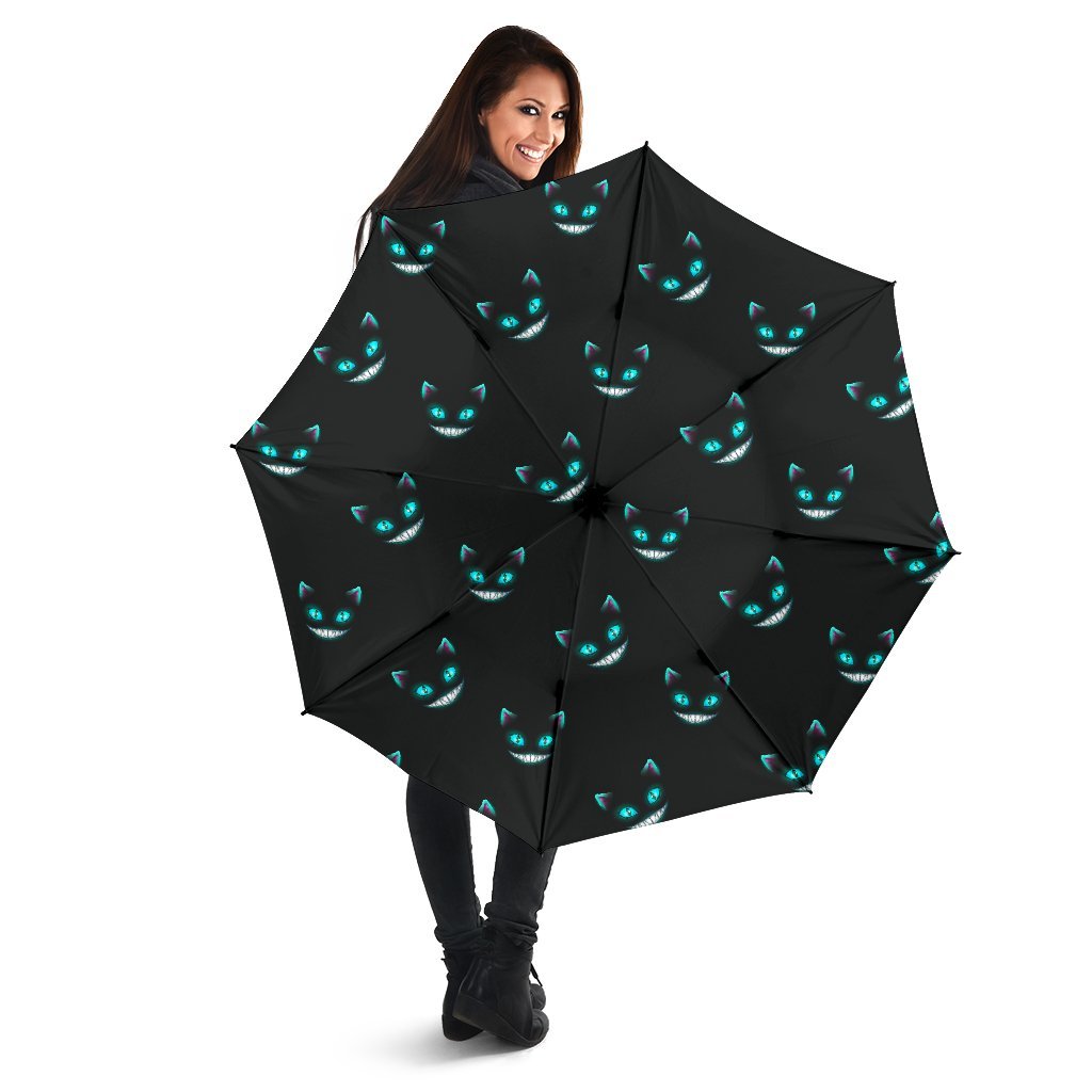 Pattern Print Black Cat Automatic Foldable Umbrella-grizzshop