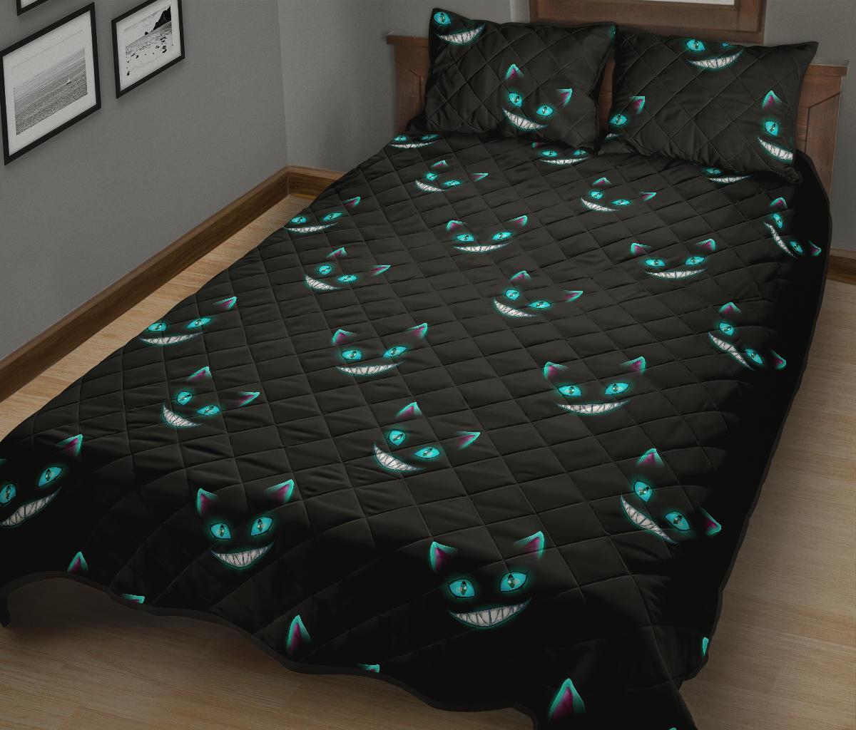 Pattern Print Black Cat Bed Set Quilt-grizzshop