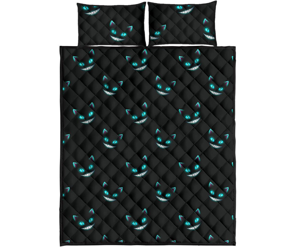 Pattern Print Black Cat Bed Set Quilt-grizzshop