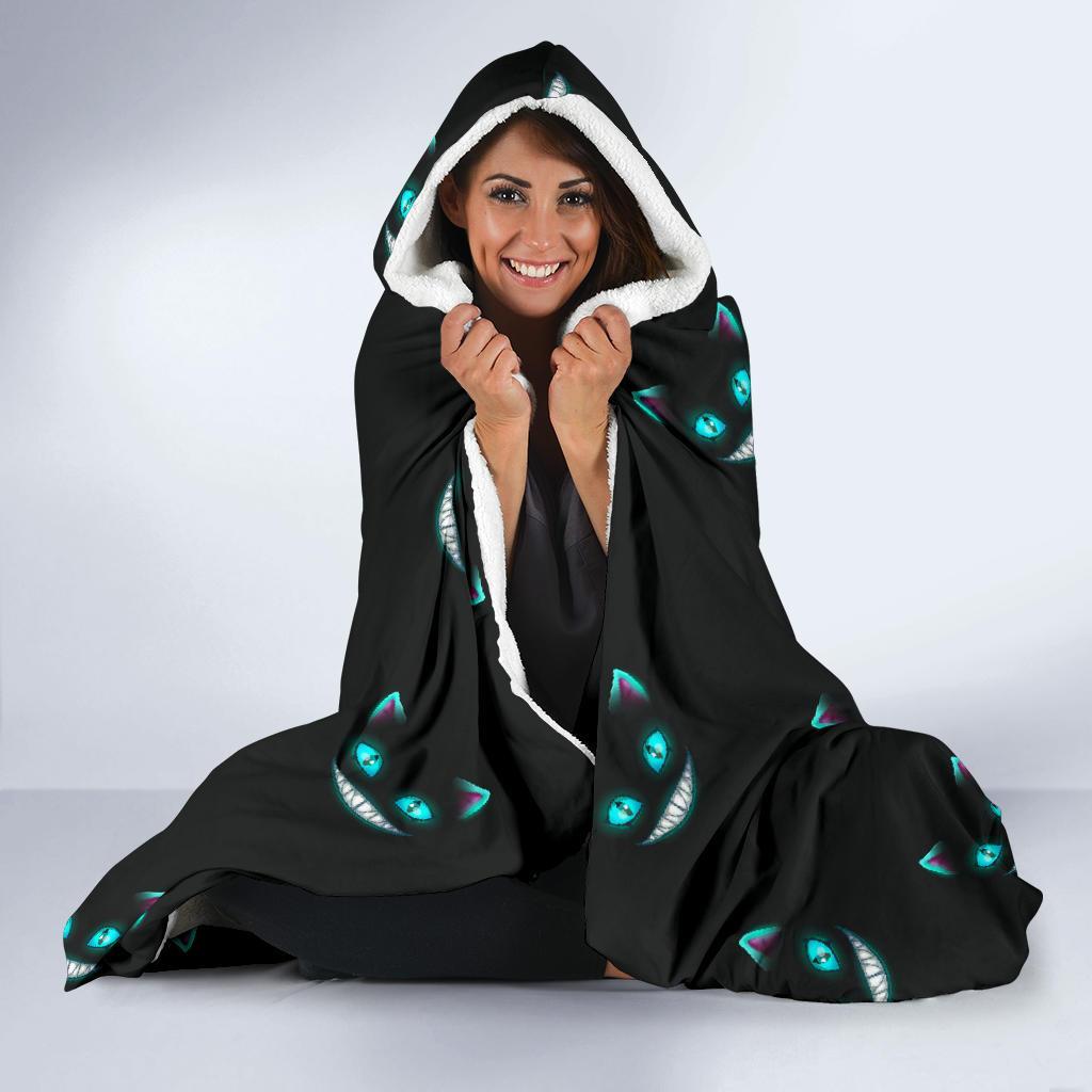 Pattern Print Black Cat Hooded Blanket-grizzshop