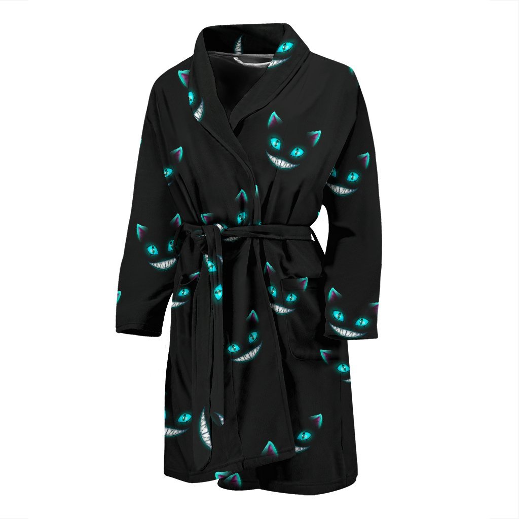 Pattern Print Black Cat Men Long Robe-grizzshop