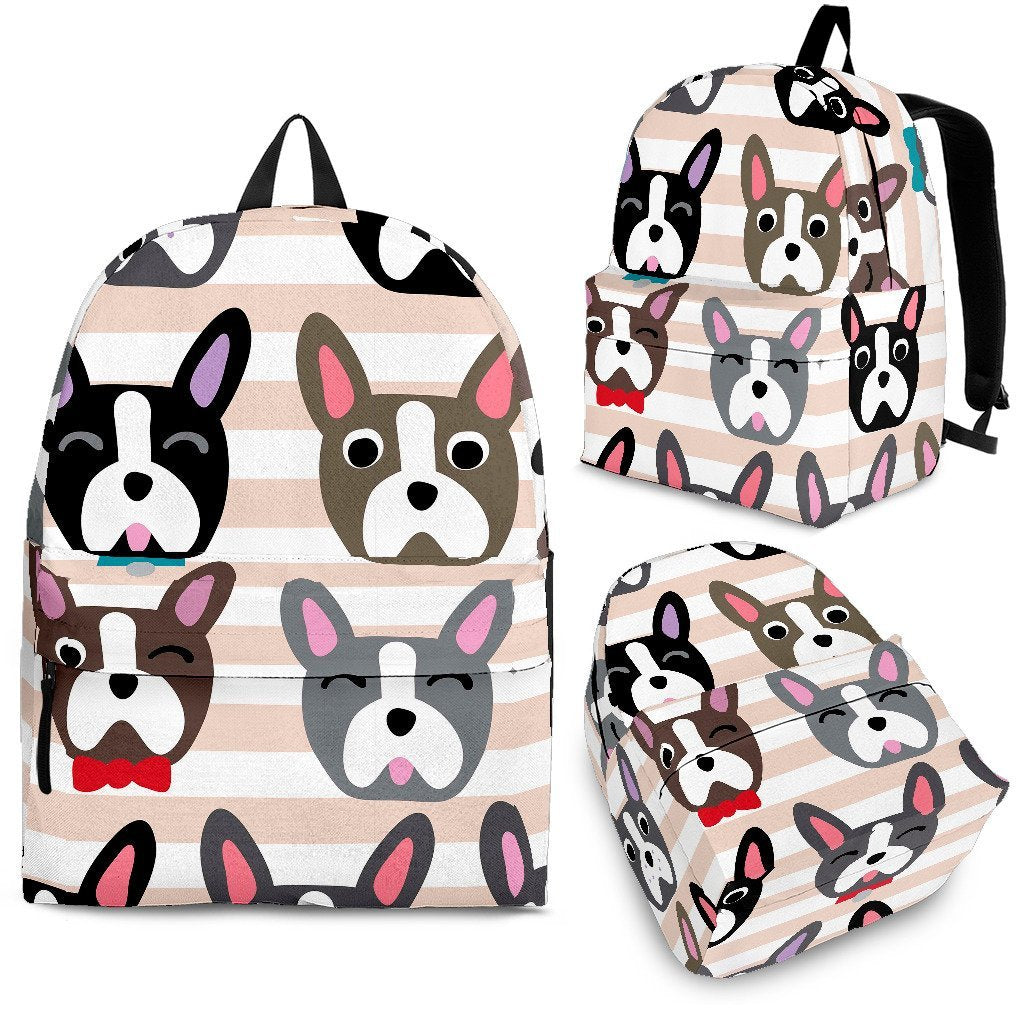 Pattern Print Boston Terrier Backpack-grizzshop