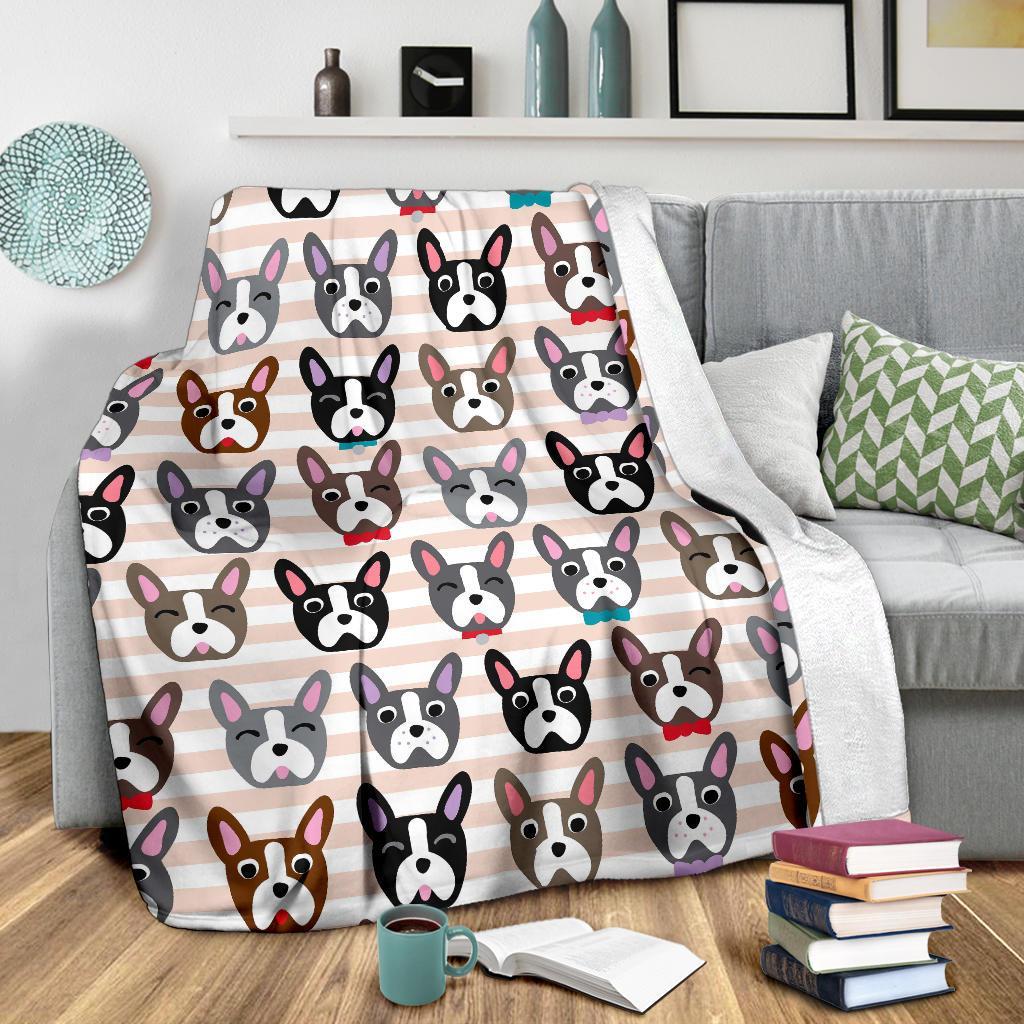 Pattern Print Boston Terrier Blanket-grizzshop