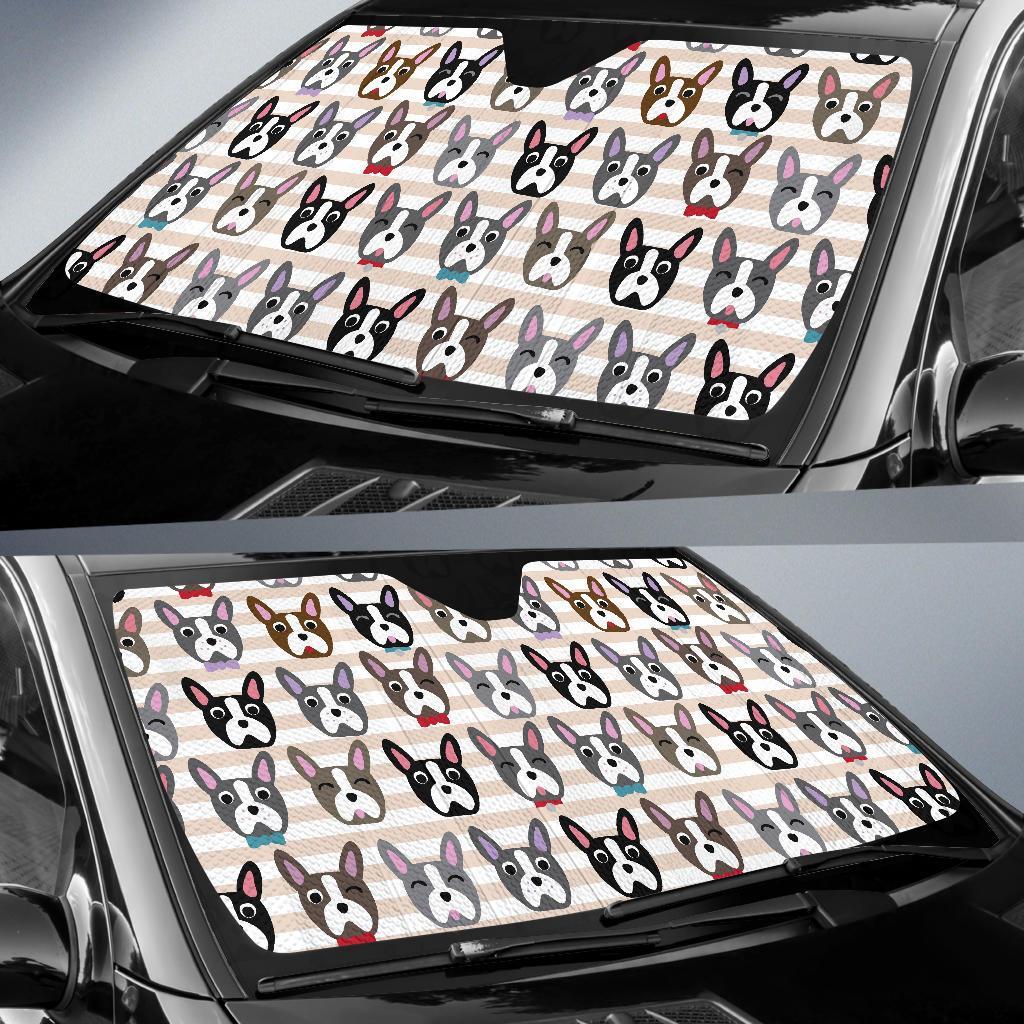 Pattern Print Boston Terrier Car Sun Shade-grizzshop