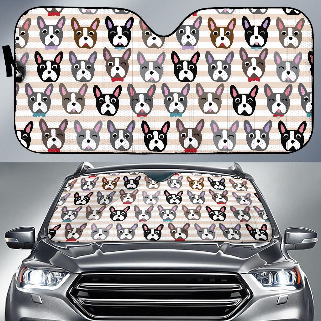 Pattern Print Boston Terrier Car Sun Shade-grizzshop
