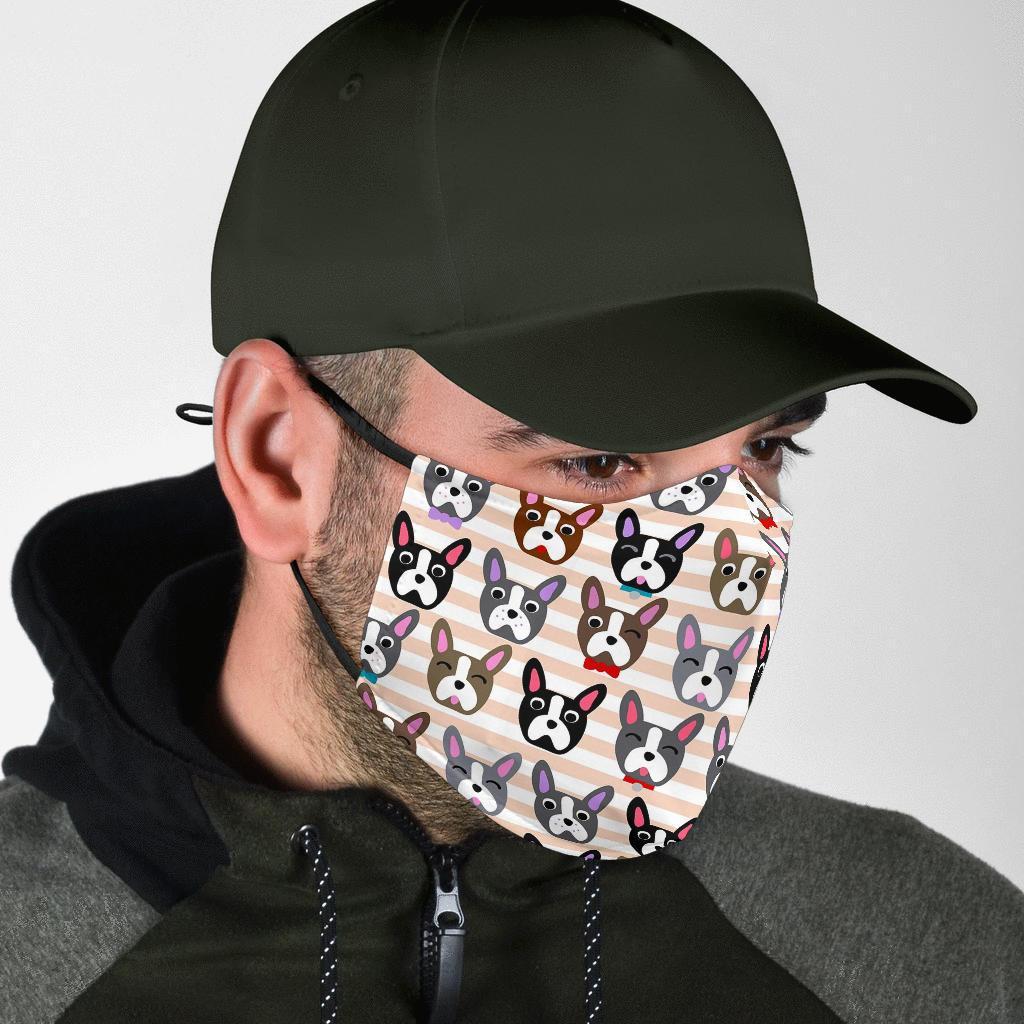 Pattern Print Boston Terrier Face Mask-grizzshop