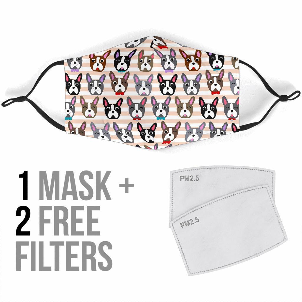 Pattern Print Boston Terrier Face Mask-grizzshop